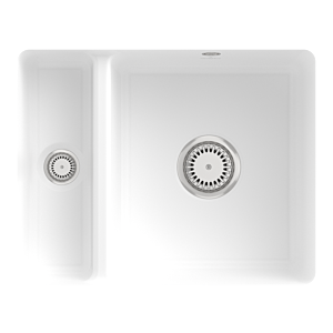 Villeroy und Boch Unterbauspüle 675801RW mit Ablaufgarnitur und Handbetätigung, Stone White