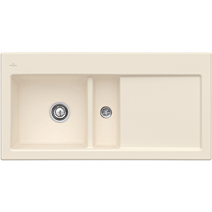 Villeroy and Boch Subway flush-mounted sink 67702FFU basin left, with drain fitting and eccentric actuation, Ivory