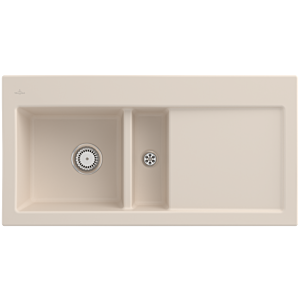 Villeroy and Boch Subway 60 built-in sink 677001FU left, with drain fitting, manual operation, 1000 x 510 mm, ivory CeramicPlus