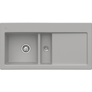 Villeroy and Boch Subway flush-mounted sink 67702FKD basin left, with drain fitting and eccentric actuation, fossil