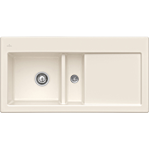 Villeroy and Boch Subway flush-mounted sink 67702FKR basin left, with drain fitting and eccentric actuation, Crema