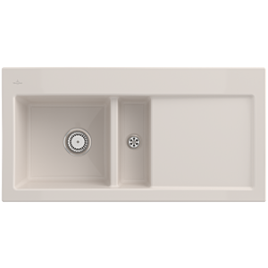 Villeroy and Boch Subway 60 built-in sink 677001KR left, with drain fitting, manual operation, 1000 x 510 mm, crema CeramicPlus