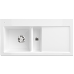 Villeroy and Boch Subway 60 built-in sink 677001R1 left, with drain fitting, manual operation, 1000 x 510 mm, white alpine CeramicPlus