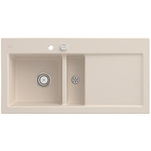 Villeroy and Boch Subway 60 built-in sink 677002FU left, with drain fitting, eccentric operation, 1000 x 510 mm, ivory CeramicPlus
