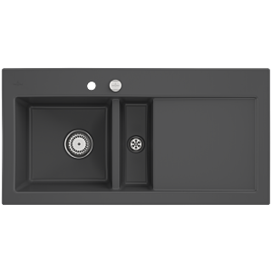 Villeroy and Boch Subway 60 built-in sink 677002i4 left, with drain fitting, eccentric operation, 1000 x 510 mm, graphite CeramicPlus