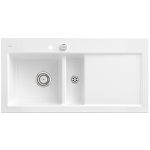 Villeroy and Boch Subway 60 built-in sink 677002R1 left, with drain fitting, eccentric operation, 1000 x 510 mm, white alpine CeramicPlus