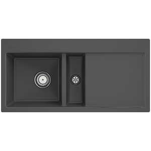 Villeroy and Boch Subway flush-mounted sink 67701Fi4 basin left, with drain fitting and manual operation, graphite