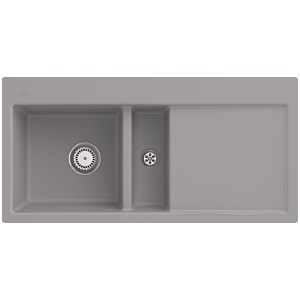 Villeroy and Boch Subway flush-mounted sink 67701FKD basin left, with drain fitting and manual operation, Fossil