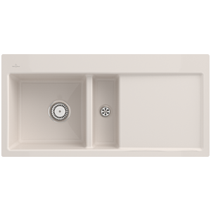 Villeroy and Boch Subway flush-mounted sink 67701FKR basin left, with drain fitting and manual operation, Crema