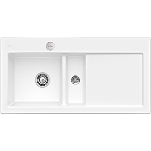 Villeroy and Boch Subway flush-mounted sink 67702FR1 left-hand basin, with drain fitting and eccentric actuation, white
