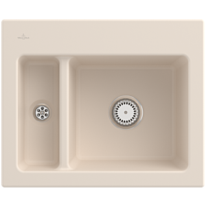 Villeroy und Boch Subway 60 XM Einbauspüle 678001FU mit Ablaufgarnitur, 620 x 510 mm, Handbetätigung, ivory CeramicPlus