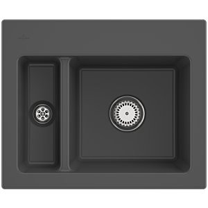 Villeroy &amp; Boch Subway 60 XM built-in sink 678001i4 with drain fitting and manual operation, 620 x 510 mm, graphite