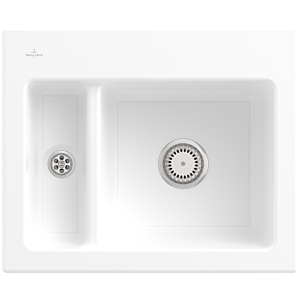 Villeroy und Boch Subway 60 XM Einbauspüle 678001KG mit Ablaufgarnitur, 620 x 510 mm, Handbetätigung, snow white CeramicPlus