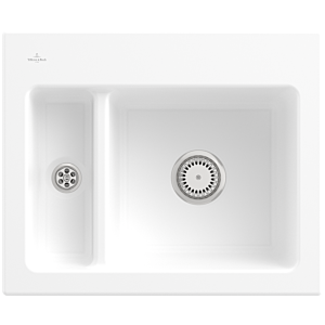 Villeroy &amp; Boch Subway 60 XM built-in sink 678001RW with drain fitting and manual operation, 620 x 510 mm, Stone White