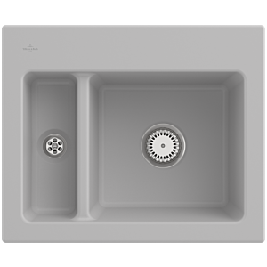 Villeroy und Boch Subway 60 XM Einbauspüle 678001SM mit Ablaufgarnitur, 620 x 510 mm, Handbetätigung, steam CeramicPlus