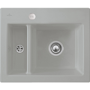 Villeroy et Boch Subway évier à chasse d&#39;eau 67802FKD avec garniture de vidage et actionnement excentrique, Fossil