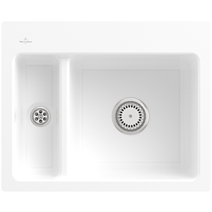 Villeroy et Boch Subway évier 67801FR1 avec garniture de vidage et le fonctionnement manuel, blanc