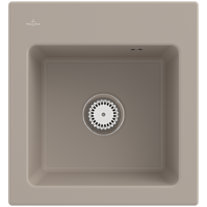 Villeroy und Boch Subway 45 XS Einbauspüle 678101AM mit Ablaufgarnitur und Handbetätigung, 475 x 510 mm, Almond