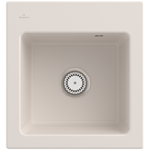 Villeroy und Boch Subway 45 XS Einbauspüle 678101KR mit Ablaufgarnitur, 475 x 510 mm, Handbetätigung, crema CeramicPlus