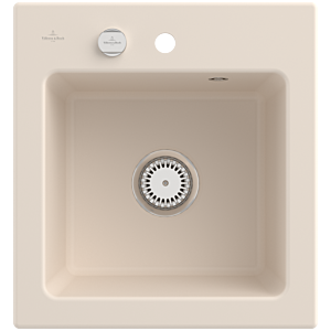 Villeroy &amp; Boch Subway 45 XS built-in sink 678102FU with drain fitting and eccentric operation, 475 x 510 mm, Ivory