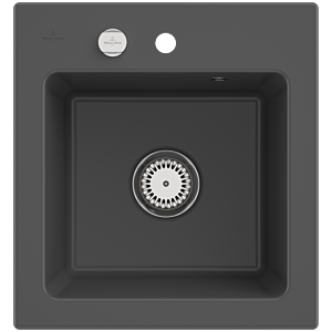Villeroy &amp; Boch Subway 45 XS built-in sink 678102i4 with drain fitting and eccentric operation, 475 x 510 mm, Graphite