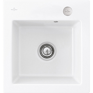 Villeroy und Boch Subway Flächenbündige Spüle 67812FR1 mit Ablaufgarnitur und Exzenterbetätigung, weiß