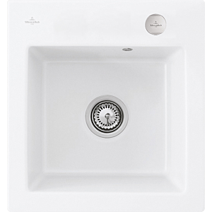 Villeroy and Boch Subway flush-mounted sink 67812FRW with waste set and eccentric operation, Stone White