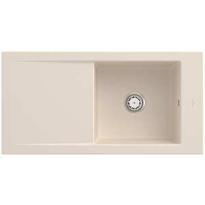 Villeroy & Boch Timeline évier encastrable 679001FU avec vidage automatique et fonctionnement manuel, Ivoire