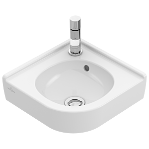 Villeroy et Boch O.NOVO Coin compact lave-mains 731032R1 32 cm de côté, 2000 , trop-plein, blanc C-plus