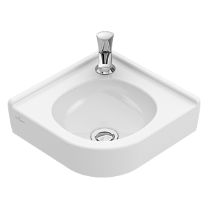 Villeroy und Boch O.NOVO Compact Eck-Handwaschbecken 73103301 32 cm Schenkellänge, 1 Hahnloch, ohne Überlauf, weiß