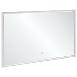 Villeroy et Boch Subway 3.0 Miroir A4631300 cadre en aluminum, 130 x 75 x 4.75 cm,  blanc mat, gradateur à capteur, maison intelligente