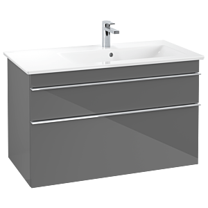 Villeroy und Boch Venticello Waschtisch-Unterschrank A92801FP 95,3 x 59 x 50,2 cm, Becken rechts, Griff Chrom, Glossy Grey