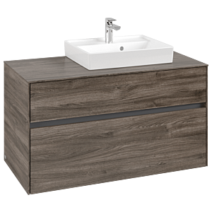 Collaro Villeroy et Boch vasque C01500RK 100x54.8x50cm, meuble sous-vasque à droite, Stone Oak