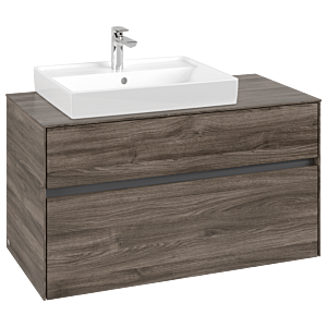 Collaro Villeroy et Boch vasque C01700RK 100x54.8x50cm, meuble sous-vasque gauche, Stone Oak
