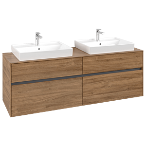Villeroy and Boch Collaro vanity unit C02400RH 160x54.8x50cm, for 2 Basin Fixing Kit , Kansas Oak