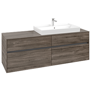 Collaro Villeroy et Boch vasque C02700RK 160x54.8x50cm, meuble sous-vasque à droite, Stone Oak