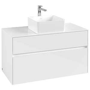 Villeroy und Boch Collaro Waschtischunterschrank C03800DH 100 x 54,8 x 50 cm, Waschtisch mittig, Glossy White
