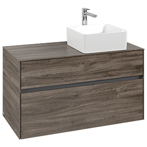 Collaro Villeroy et Boch vasque C04000RK 100x54.8x50cm, meuble sous-vasque à droite, Stone Oak