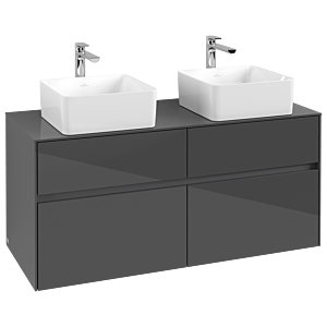 Villeroy and Boch Collaro vanity unit C04400FP 120 x 54.8 x 50 cm, for 2 Basin Fixing Kit , Glossy Grey