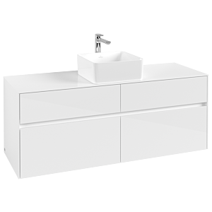 Villeroy und Boch Collaro Waschtischunterschrank C04500DH 140 x 54,8 x 50 cm, Waschtisch mittig, Glossy White