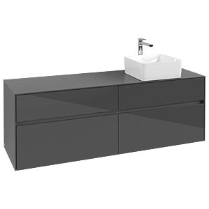 Villeroy und Boch Collaro Waschtischunterschrank C05100FP 160 x 54,8 x 50 cm, Waschtisch rechts, Glossy Grey