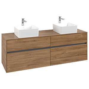 Villeroy and Boch Collaro vanity unit C05200RH 160x54.8x50cm, for 2 Basin Fixing Kit , Kansas Oak
