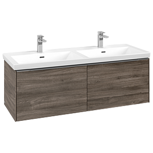 Villeroy und Boch Subway 3.0 Waschtisch-Unterschrank C56700RK 127,2x42,9x47,8cm, ohne LED/Griff Aluminium glänzend, stone oak