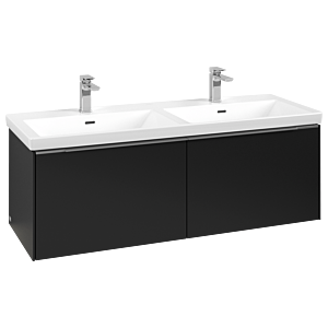 Villeroy and Boch Subway 3.0 vanity unit C567L0VL 127.2x42.9x47.8cm, with LED / handle aluminum glossy, volcano black