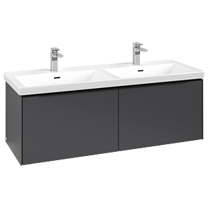 Villeroy und Boch Subway 3.0 Waschtisch-Unterschrank C567L1VR 127,2x42,9x47,8cm, mit LED/Griff Volcano black, graphite