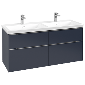Villeroy und Boch Subway 3.0 Waschtisch-Unterschrank C56800VQ 127,2x56,6x47,8cm, ohne LED/Griff Aluminium glänzend, marine blue