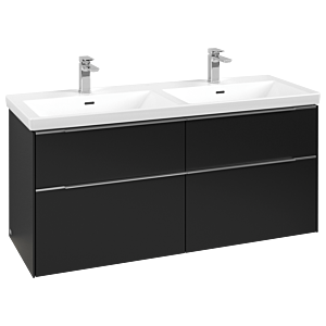 Villeroy und Boch Subway 3.0 Waschtisch-Unterschrank C568L0VL 127,2x56,6x47,8cm, mit LED/Griff Aluminium glänzend, volcano black