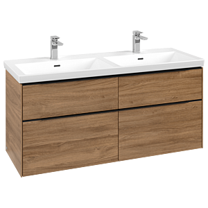 Subway 3.0 Villeroy et Boch vasque C568L1RH 127,2x56,6x47,8cm, avec LED / poignée Noir volcan, chêne kansas