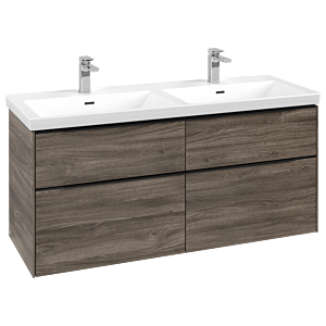 Villeroy and Boch Subway 3.0 vanity unit C568L1RK 127.2x56.6x47.8cm, with LED / handle Volcano black, stone oak