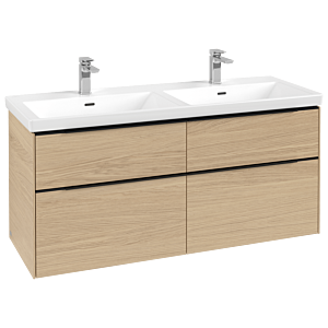 Villeroy und Boch Subway 3.0 Waschtisch-Unterschrank C568L1VJ 127,2x56,6x47,8cm, mit LED/Griff Volcano black, nordic oak